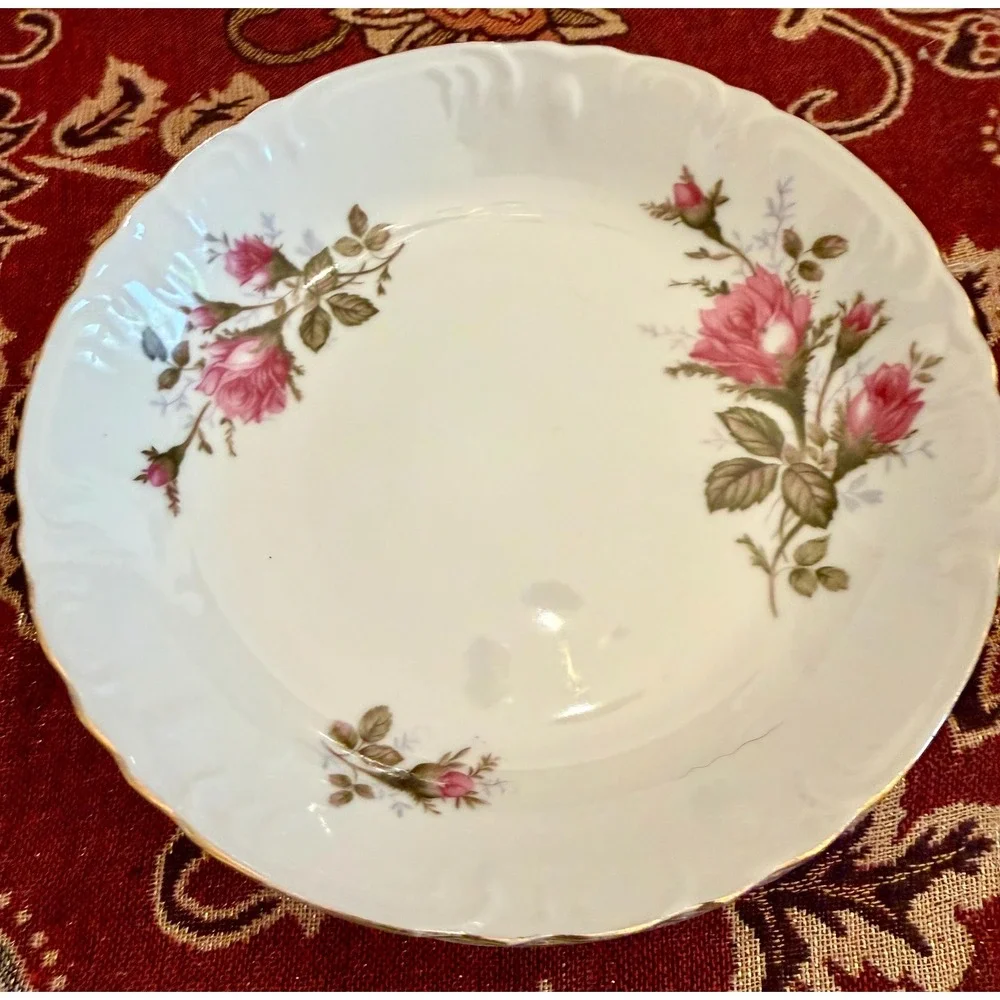 Set of 4 Royal Rose Fine China Fruit Bowls | Pink Floral Dishes Made in Japan